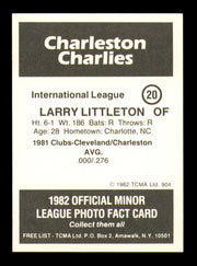 Larry Littleton Autographed 1982 TCMA Rookie Card #20 Charleston Charlies SKU #248226