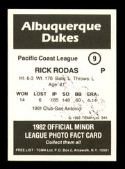 Rich Rodas Autographed 1982 TCMA Rookie Card #9 Albuquerque Dukes SKU #248228