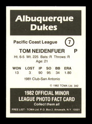 Tom Niedenfuer Autographed 1982 TCMA Card #7 Albuquerque Dukes SKU #248229