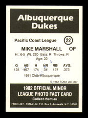 Mike Marshall Autographed 1982 TCMA Card #22 Albuquerque Dukes SKU #248230