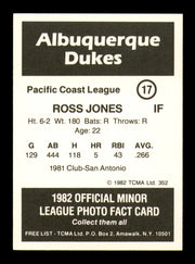 Ross Jones Autographed 1982 TCMA Rookie Card #17 Albuquerque Dukes SKU #248231