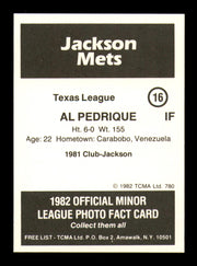 Al Pedrique Autographed 1982 TCMA Rookie Card #16 Jackson Mets SKU #248239