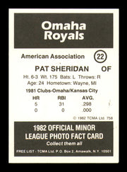 Pat Sheridan Autographed 1982 TCMA Rookie Card #22 Omaha Royals SKU #248241