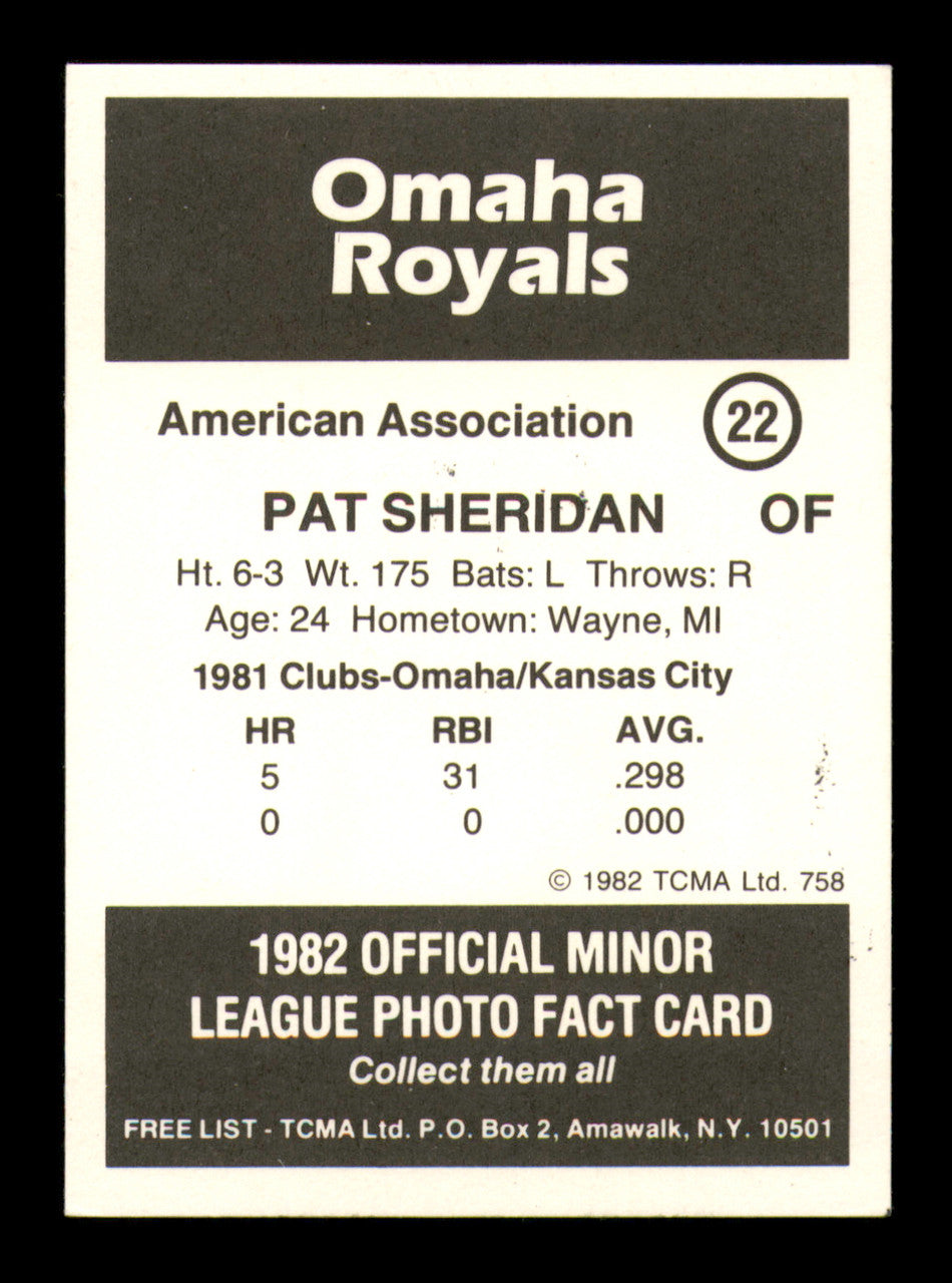 Pat Sheridan Autographed 1982 TCMA Rookie Card #22 Omaha Royals SKU #248241