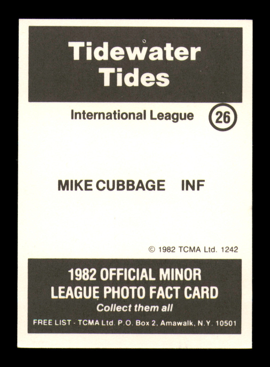 Mike Cubbage Autographed 1982 TCMA Card #26 Tidewater Tides SKU #248243