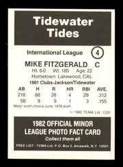 Mike Fitzgerald Autographed 1982 TCMA Rookie Card #4 Tidewater Tides SKU #248244