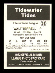 Walt Terrell Autographed 1982 TCMA Rookie Card #24 Tidewater Tides SKU #248251