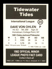 Dave Von Ohlen Autographed 1982 TCMA Rookie Card #23 Tidewater Tides SKU #248252
