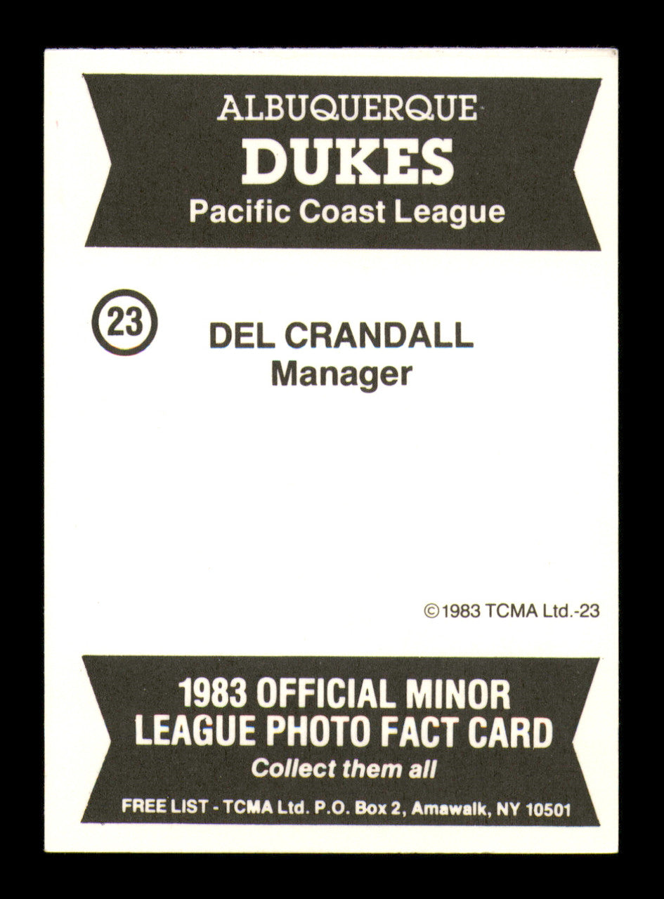 Del Crandall Autographed 1983 TCMA Card #23 Albuquerque Dukes SKU #248255