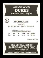 Rich Rodas Autographed 1983 TCMA Card #6 Albuquerque Dukes SKU #248260