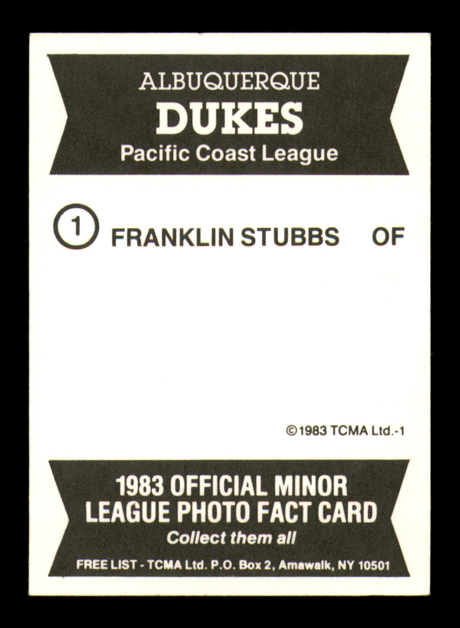 Franklin Stubbs Autographed 1983 TCMA Rookie Card #1 Albuquerque Dukes SKU #248261