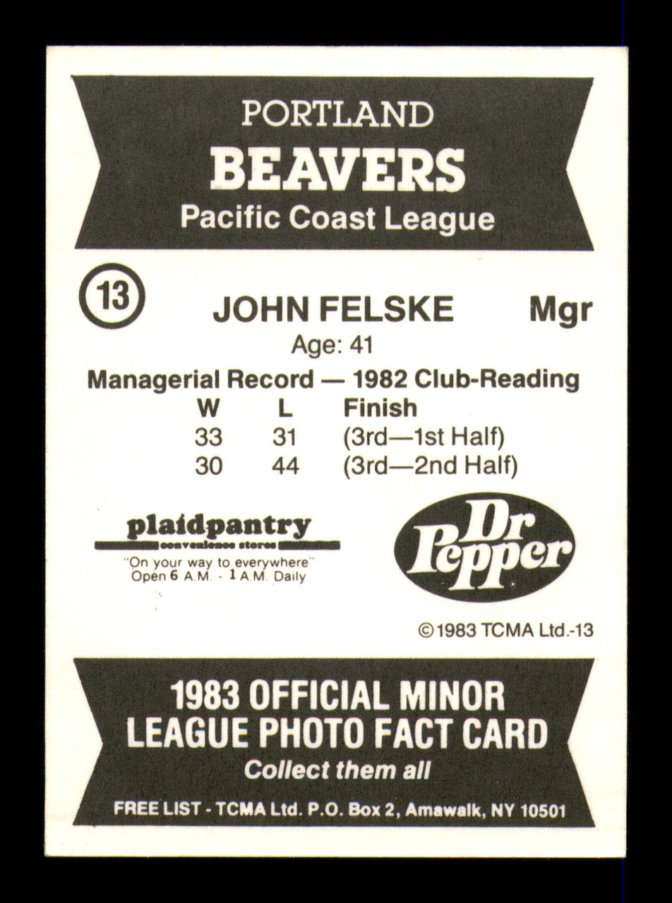 John Felske Autographed 1983 TCMA Card #13 Portland Beavers SKU #248270