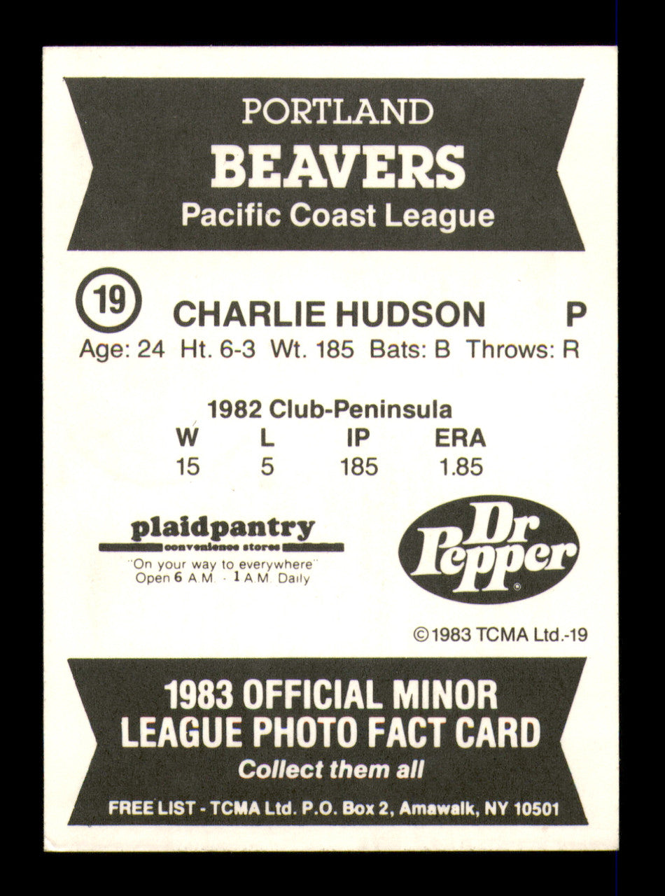 Charles Hudson Autographed 1983 TCMA Rookie Card #19 Portland Beavers SKU #248273