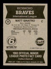Matt Sinatro Autographed 1983 TCMA Card #11 Richmond Braves SKU #248277
