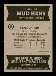 Ken Schrom Autographed 1983 TCMA Card #9 Toledo Mud Hens SKU #248280