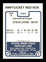 Steve Lyons Autographed 1984 TCMA Rookie Card #18 Pawtucket Red Sox SKU #248289