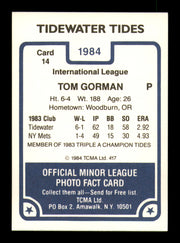 Tom Gorman Autographed 1984 TCMA Card #14 Tidewater Tides SKU #248300