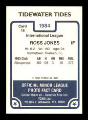 Ross Jones Autographed 1984 TCMA Card #18 Tidewater Tides SKU #248302