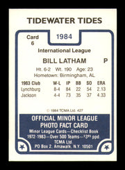Bill Latham Autographed 1984 TCMA Card #6 Tidewater Tides SKU #248303