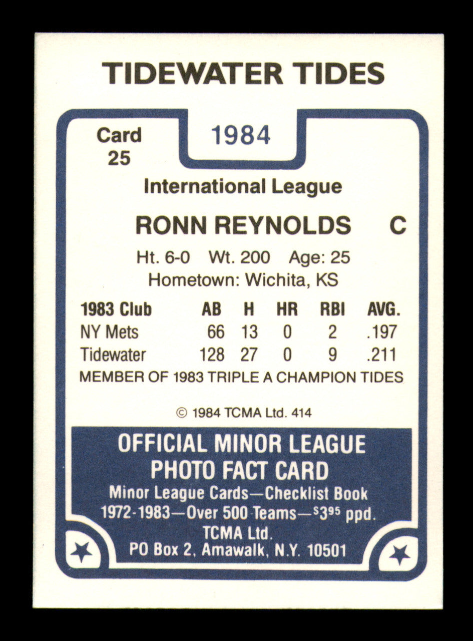 Ronn Reynolds Autographed 1984 TCMA Rookie Card #25 Tidewater Tides SKU #248306