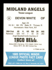 Devon White Autographed 1985 TCMA Rookie Card #8 Midland Angels SKU #248311