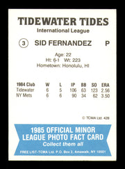 Sid Fernandez Autographed 1985 TCMA Card #3 Tidewater Tides SKU #248313