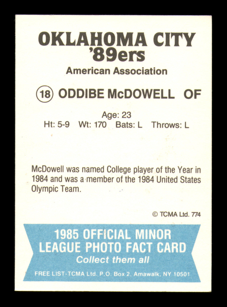 Oddibe McDowell Autographed 1985 TCMA Rookie Card #18 Oklahoma City 89ers SKU #248315