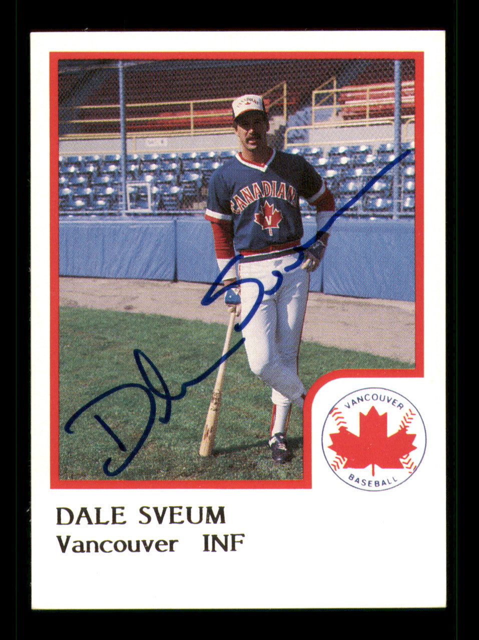 Dale Sveum Autographed 1986 ProCards Card Vancouver Canadians SKU #248319