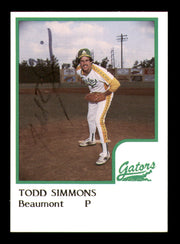 Todd Simmons Autographed 1986 ProCards Rookie Card Beaumont Gators SKU #248321