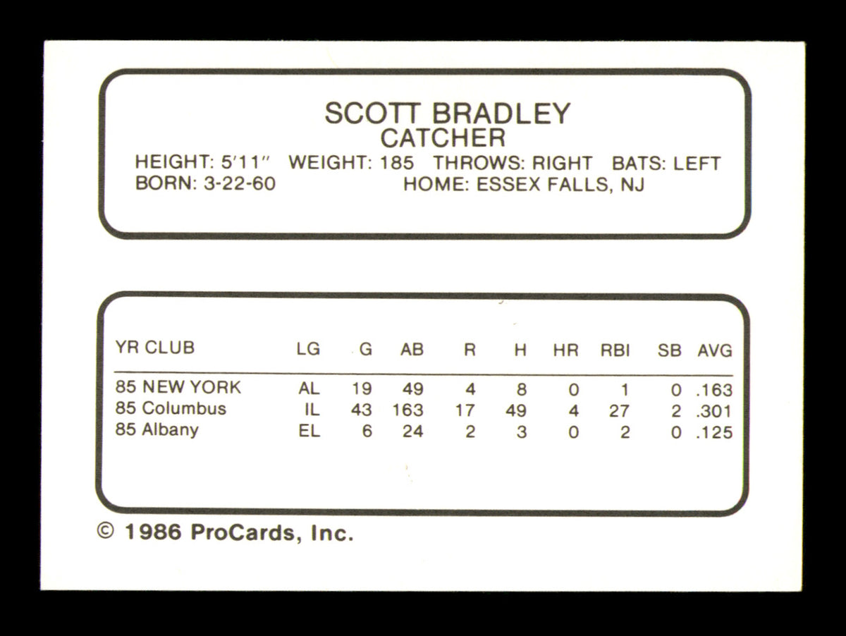 Scott Bradley Autographed 1986 ProCards Card Buffalo Bisons SKU #248323
