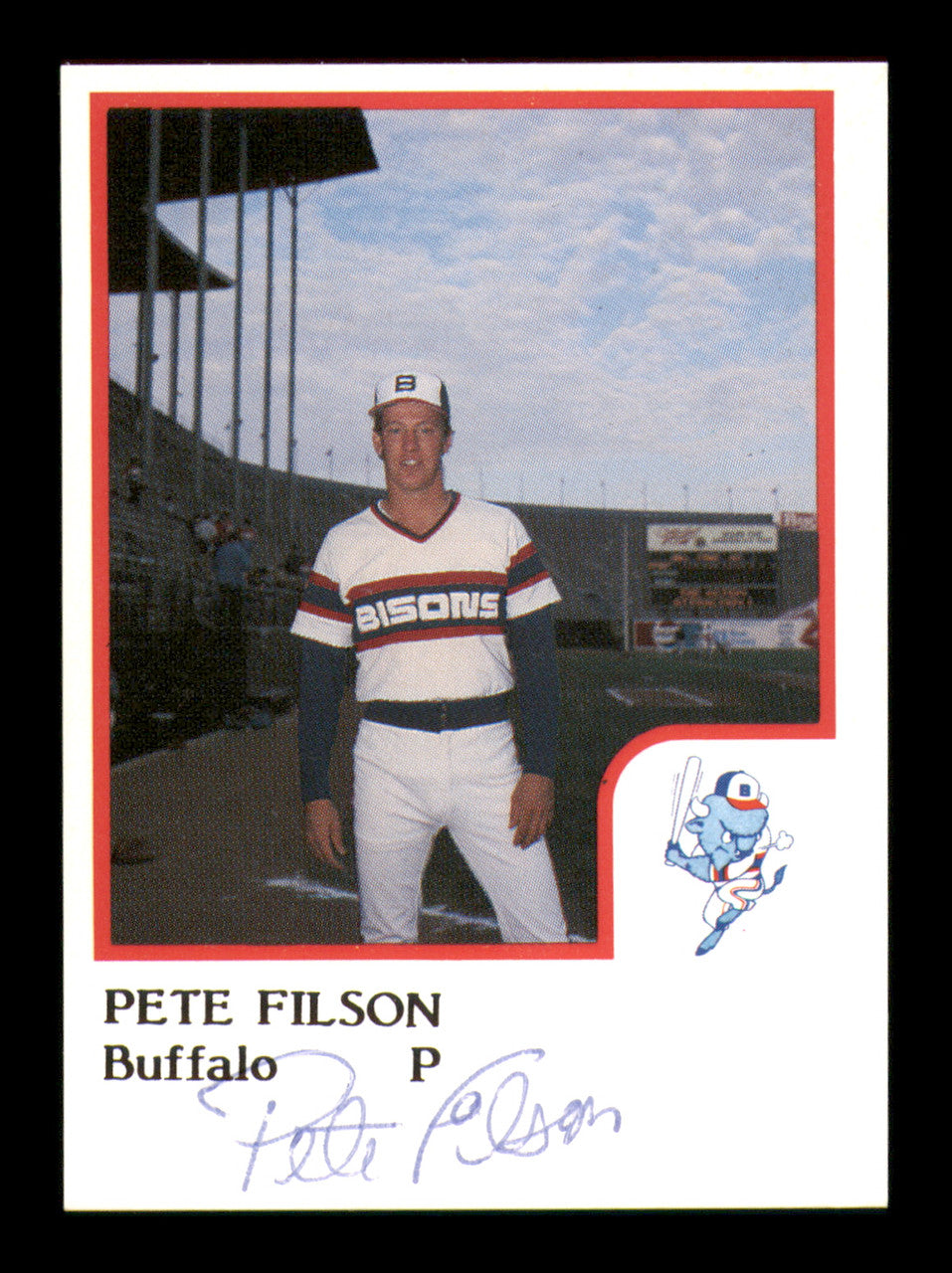 Pete Filson Autographed 1986 ProCards Card Buffalo Bisons SKU #248325