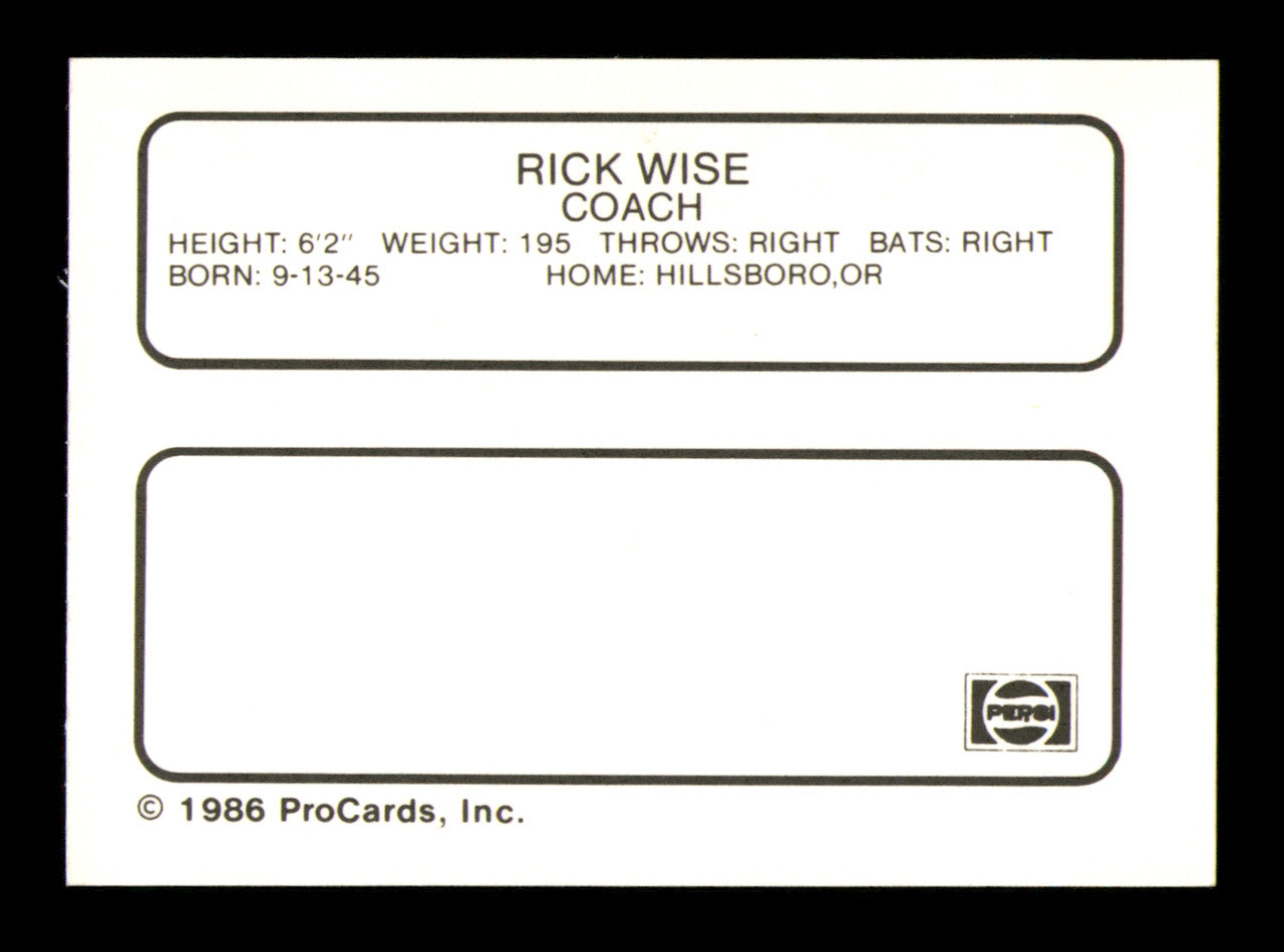 Rick Wise Autographed 1986 ProCards Card Madison Muskies "Mark" SKU #248333