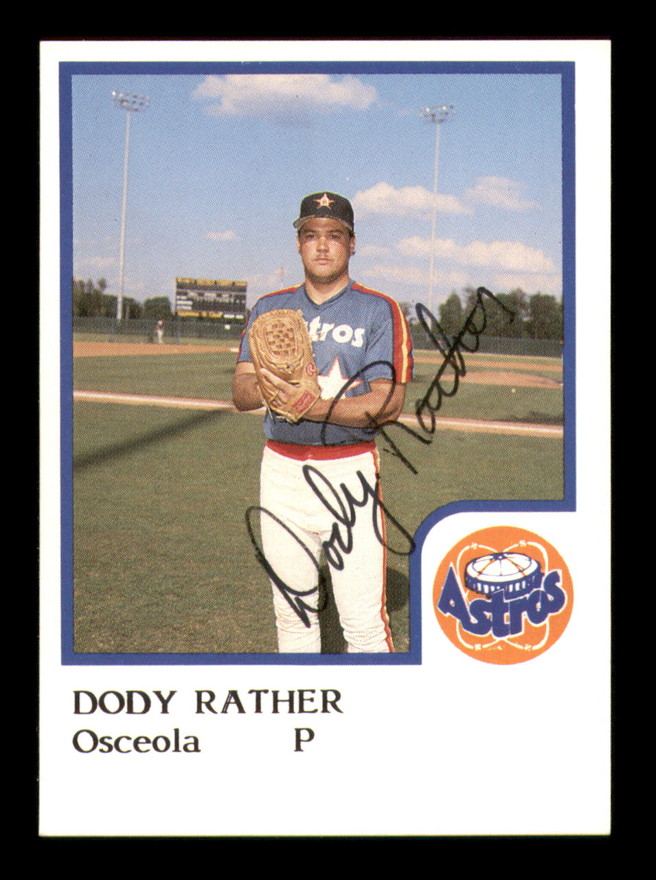 Dody Rather Autographed 1986 ProCards Rookie Card Osceola Astros SKU #248340
