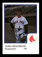 Todd Benzinger Autographed 1986 ProCards Rookie Card Pawtucket Red Sox SKU #248341