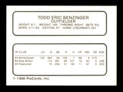 Todd Benzinger Autographed 1986 ProCards Rookie Card Pawtucket Red Sox SKU #248341