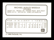 Mike Maddux Autographed 1986 ProCards Card Portland Beavers SKU #248347