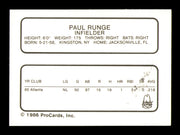 Paul Runge Autographed 1986 ProCards Card Richmond Braves SKU #248355