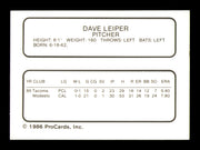 Dave Leiper Autographed 1986 ProCards Rookie Card Tacoma Tigers SKU #248361