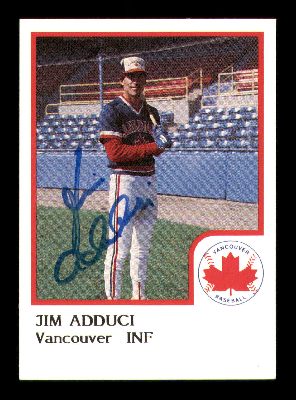 Jim Adduci Autographed 1986 ProCards Rookie Card Vancouver Canadians SKU #248363