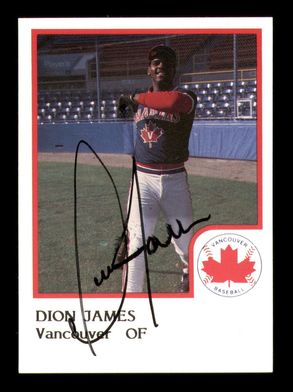 Dion James Autographed 1986 ProCards Card Vancouver Canadians (Smudged) SKU #248365