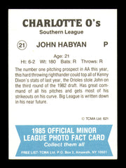 John Habyan Autographed 1985 TCMA Rookie Card #21 Charlotte O's SKU #248369