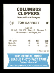 Tom Tommy Barrett Autographed 1985 TCMA Rookie Card #13 Columbus Clippers SKU #248373