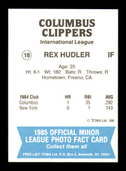 Rex Hudler Autographed 1985 TCMA Card #18 Columbus Clippers SKU #248374