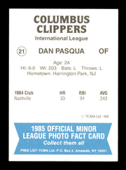 Dan Pasqua Autographed 1985 TCMA Rookie Card #21 Columbus Clippers SKU #248375