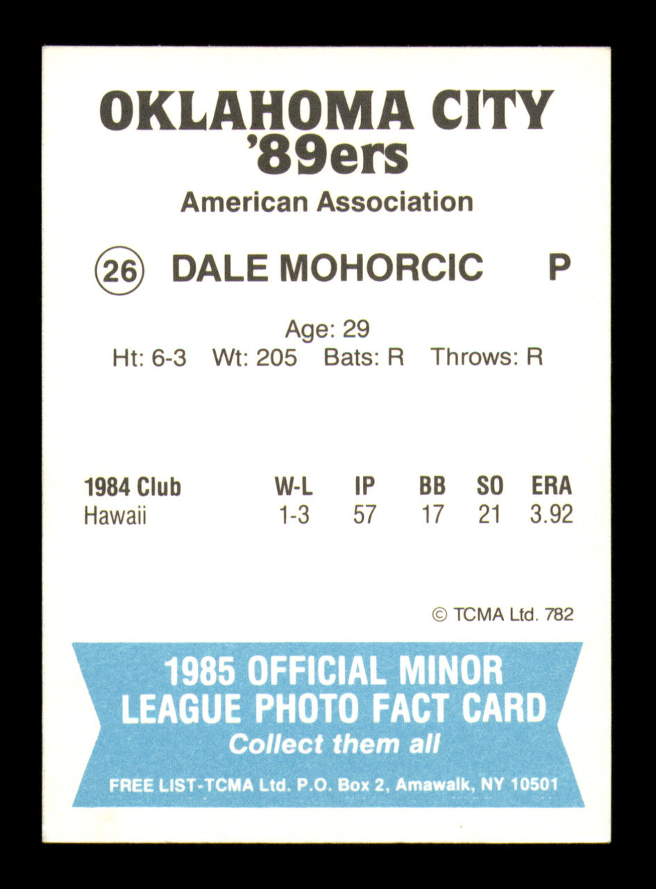 Dale Mohorcic Autographed 1985 TCMA Card #26 Oklahoma City 89ers SKU #248380