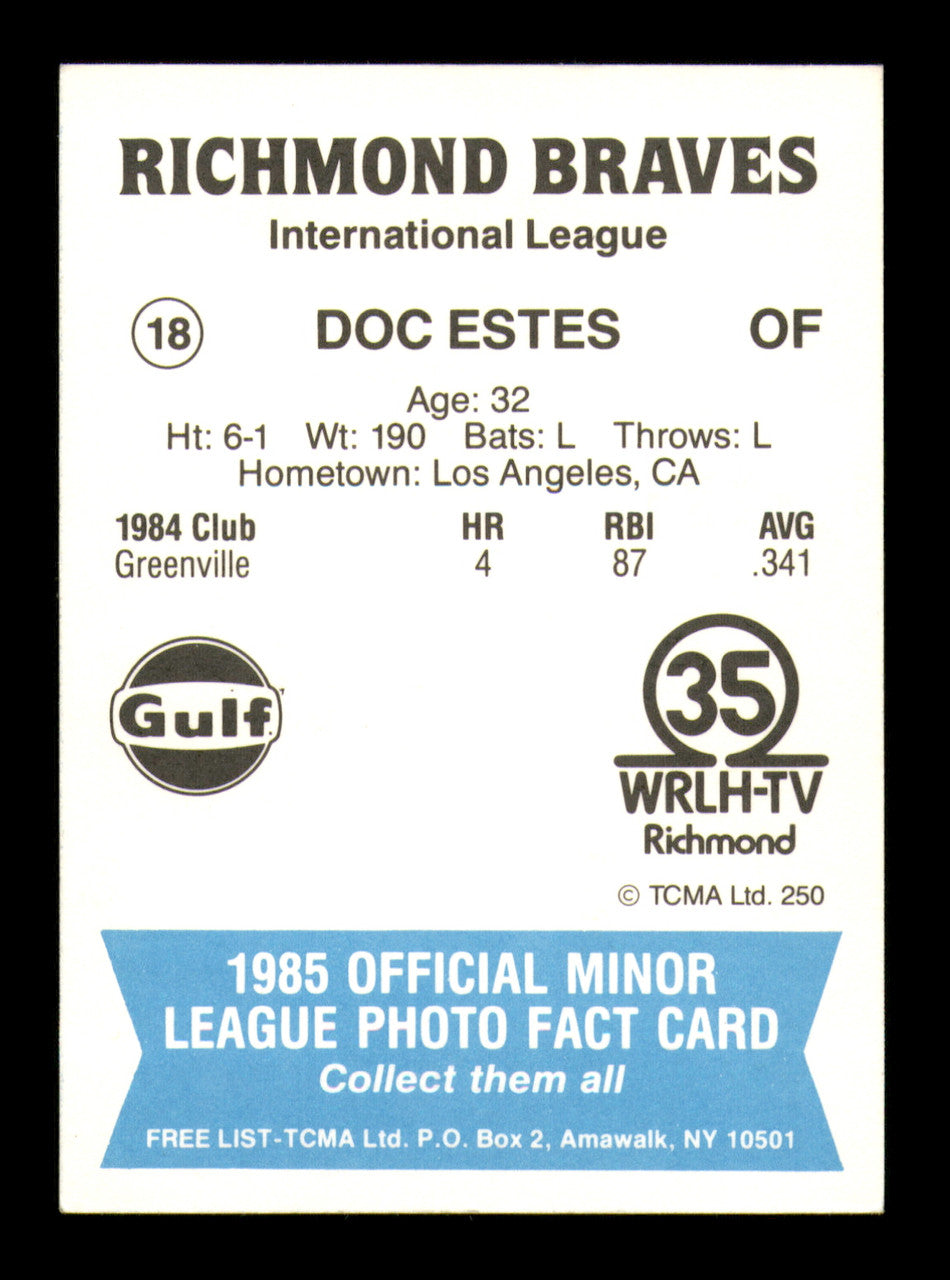 Doc Estes Autographed 1985 TCMA Rookie Card #18 Richmond Braves SKU #248383