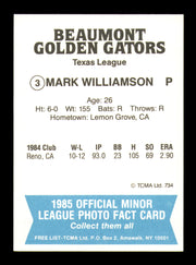 Mark Williamson Autographed 1985 TCMA Rookie Card #3 Beaumont Gators SKU #248388