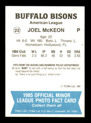 Joel McKeon Autographed 1985 TCMA Rookie Card #22 Buffalo Bisons SKU #248398