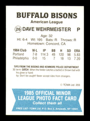 Dave Wehrmeister Autographed 1985 TCMA Card #26 Buffalo Bisons SKU #248400
