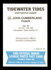 John Cumberland Autographed 1985 TCMA Card #26 Tidewater Tides SKU #248411